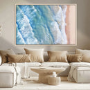 Aerial Ocean View Wall Art Canvas Print – Framed Soft Blue