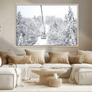 Snowy Ski Lift Wall Art – Framed Winter Mountain Canvas by MyGreatCanvas | Canvas Wall Art Prints | Photo Prints & Wall Decor