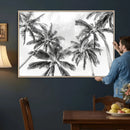 Black and White Palm Wall Art Canvas Print – Framed