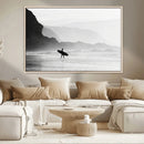 Surfer Beach Wall Art – Framed Black White Ocean Canvas by MyGreatCanvas | Canvas Wall Art Prints | Photo Prints & Wall Decor