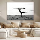 Yoga Surf Wall Art Canvas Print – Framed Black White Shore by MyGreatCanvas | Canvas Wall Art Prints | Photo Prints & Wall Decor