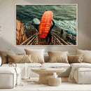 Surfer Stairway Wall Art – Framed Ocean Surf Canvas Artwork, by MyGreatCanvas | Canvas Wall Art Prints | Photo Prints & Wall Decor
