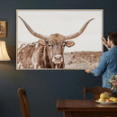 Longhorn Cow Wall Art Canvas Print – Framed Texas Ranch