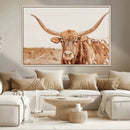 Longhorn Bull Wall Art Canvas Print – Framed Western Cow