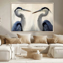 Blue Heron Pair Wall Art Canvas Print – Framed Coastal Bird