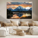 Mountain Sunset Wall Art Canvas Print – Framed Alpine