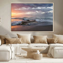 Golden Hour Wall Art Canvas Print – Framed Tranquil Waves