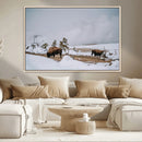 Bison Wildlife Wall Art Canvas Print – Framed Snowy Prairie