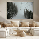 Ski Lift Wall Art Canvas Print – Snowy Pines Misty Landscape
