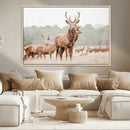 Rustic Nature Wall Art Canvas Print – Stag Woodland Framed