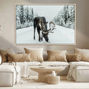 Moose Snow Wall Art Canvas Print – Framed Winter Wildlife