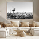 Saguaro Cactus Wall Art Canvas Print – Framed Monochrome