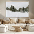 Frosty Pines Wall Art Canvas Print – Framed Silent Snowfall