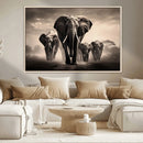 Elephant Family Wall Art Canvas Print, Framed Elephant Wall