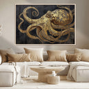 Octopus Wall Art Canvas Print – Gold Detail Wooden Marine by MyGreatCanvas | Canvas Wall Art Prints | Photo Prints & Wall Decor