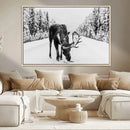 Moose Wall Art Canvas Print – Winter Snowy Forest Antlers by MyGreatCanvas | Canvas Wall Art Prints | Photo Prints & Wall Decor