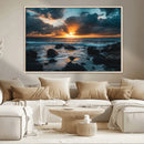 Ocean Sunset Wall Art Canvas Print – Rocky Shore Waves by MyGreatCanvas | Canvas Wall Art Prints | Photo Prints & Wall Decor