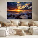 Sunset Ocean Wall Art Canvas Print – Waves Rocky Shore by MyGreatCanvas | Canvas Wall Art Prints | Photo Prints & Wall Decor