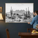Black White Arizona Desert Canvas Wall Art Cactus Farmhouse