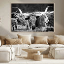 Black & White Longhorn Cattle Wall Art Canvas Print, Rustic by MyGreatCanvas | Canvas Wall Art Prints | Photo Prints & Wall Decor