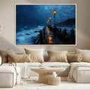 Dark Stormy Pier Wall Art Canvas Print, Moody Ocean Night by MyGreatCanvas | Canvas Wall Art Prints | Photo Prints & Wall Decor