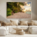 Tropical beach sunset, palm trees, white sand, ocean waves, by MyGreatCanvas | Canvas Wall Art Prints | Photo Prints & Wall Decor