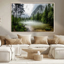 Misty Lake Forest Wall Art – Green Trees Calm Water by MyGreatCanvas | Canvas Wall Art Prints | Photo Prints & Wall Decor