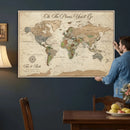 Personalized Custom World Map Wall Art Canvas Print – Travel