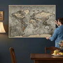 Personalized World Map Wall Art Canvas Print – Custom Push