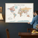 Personalized Push Pin World Map Canvas – Custom Framed