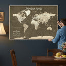 Personalized Push Pin World Map Canvas Print – Custom Travel