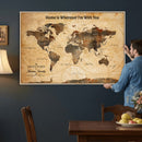 Vintage World Map Canvas Wall Art Print, Personalized