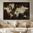 World Map Wall Art Canvas Print – Framed Travel Map Wall Art