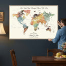 Detailed Custom World Map Print – Framed Custom Push Pin