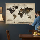 Custom Push Pin World Map Wall Art Canvas Print –