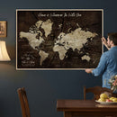 Personalized Vintage Map Wall Art Canvas Print – Custom Push