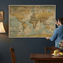 Customize Push Pin Vintage World Map Wall Art Canvas Print –