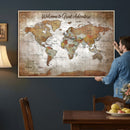 Personalized Vintage Map Wall Art Canvas Print – Custom Push