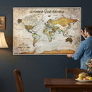 Personalized World Map Wall Art Canvas Print – Custom Push