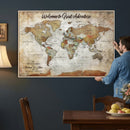 Personalized World Map Wall Art Canvas Print – Custom Push