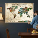 Grunge Personalized World Map Wall Art Canvas Print – Custom by MyGreatCanvas | Canvas Wall Art Prints | Photo Prints & Wall Decor