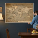 Personalized World Map Wall Art – Custom Framed Push Pin