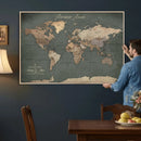 Personalized World Map Wall Art – Custom Framed Push Pin by MyGreatCanvas | Canvas Wall Art Prints | Photo Prints & Wall Decor