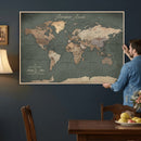 Personalized World Map Wall Art – Custom Framed Push Pin