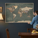 Personalized World Map Wall Art – Custom Framed Push Pin