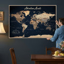 Custom Push Pin World Map Canvas Print – Custom Framed