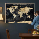 Custom Push Pin World Map Print – Personalized Canvas Wall