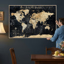 Personalized World Map Wall Art – Custom Framed Push Pin