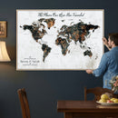 Personalized Push Pin World Map Canvas Print – Custom