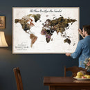 Personalized Push Pin World Map Canvas Print – Custom Framed